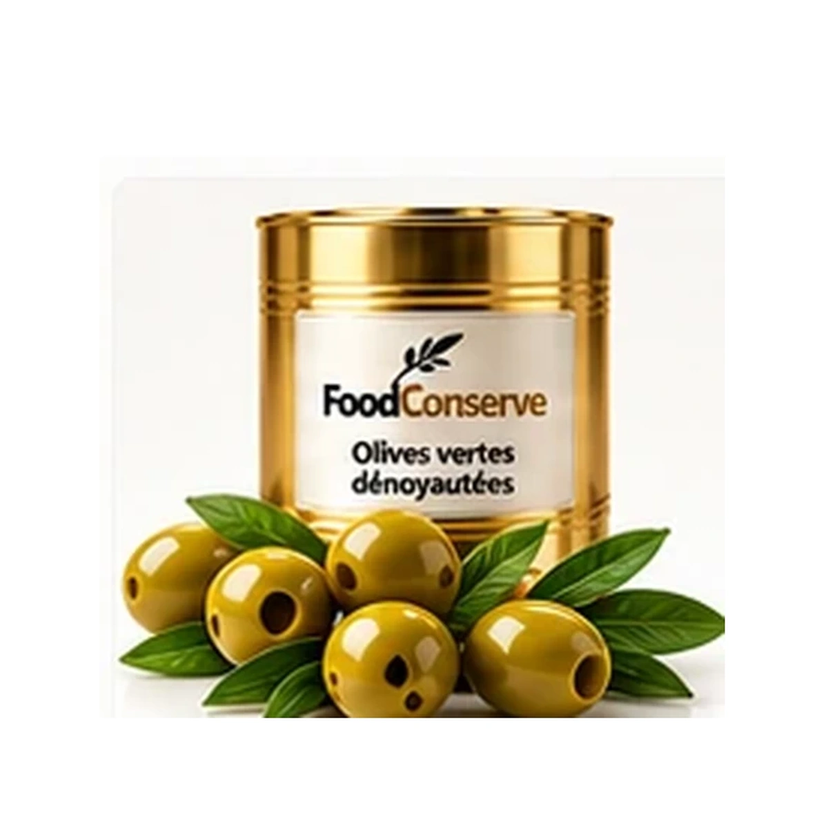 Boîte dorée FoodConserve : Olives vertes dénoyautées
