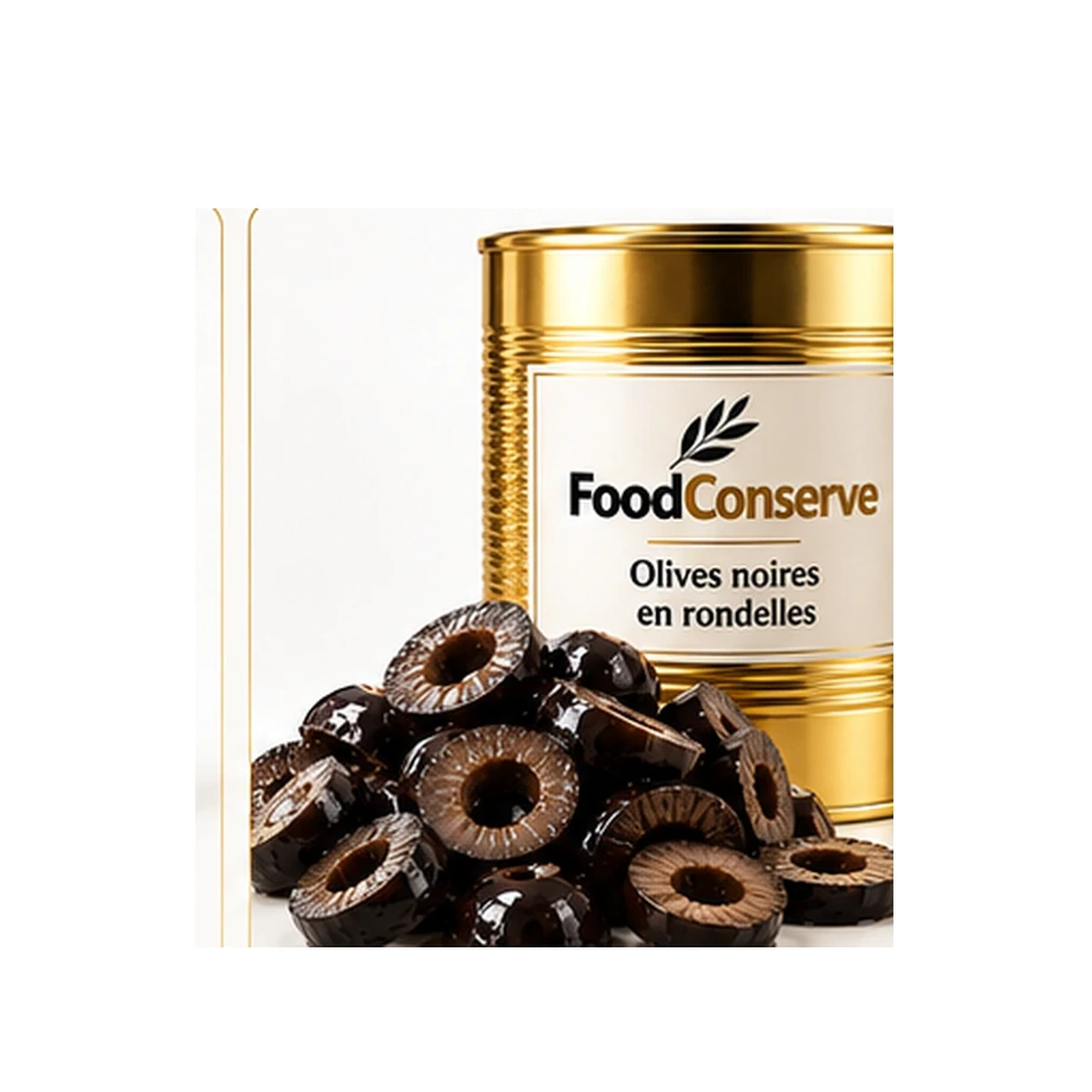 Boîte dorée FoodConserve : Olives noires en rondelles