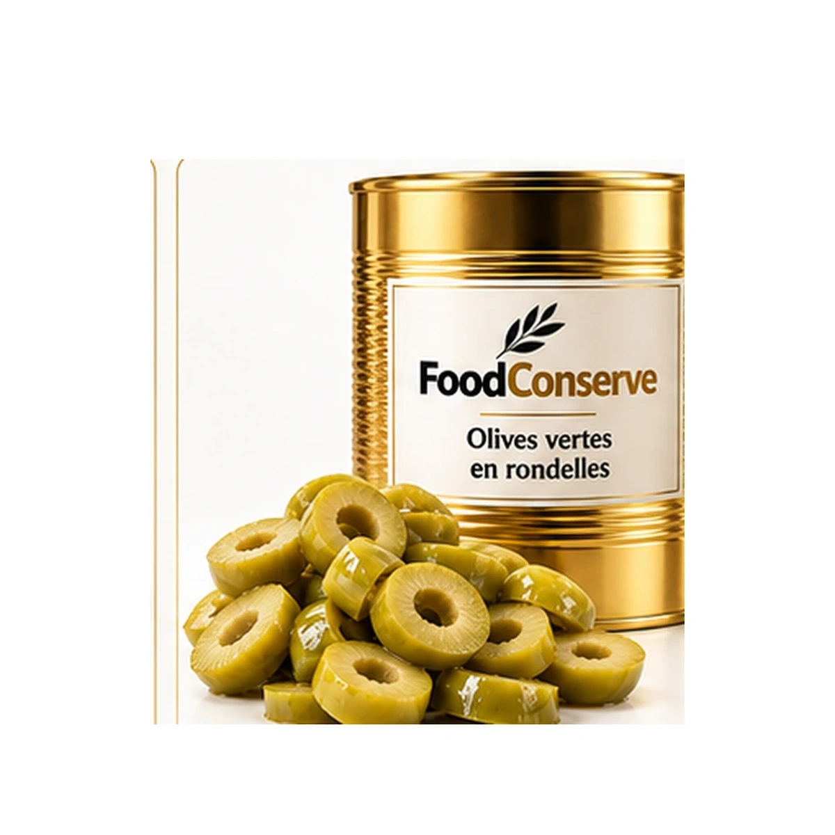 Boîte dorée FoodConserve : Olives vertes en rondelles
