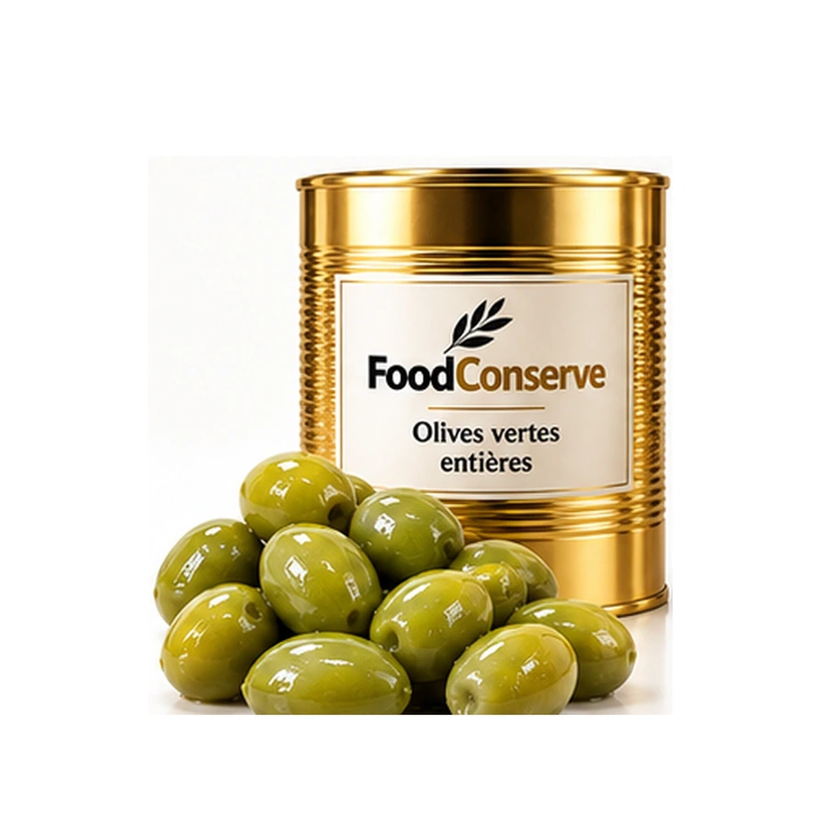 Boîte dorée FoodConserve : Olives vertes entières
