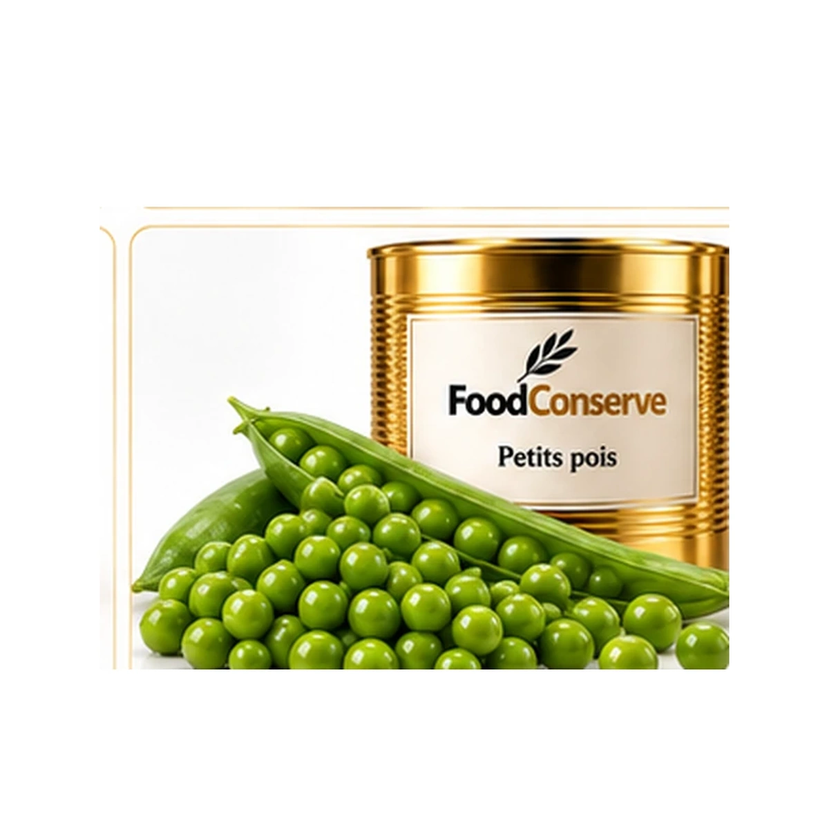 Boîte dorée FoodConserve : Petits pois