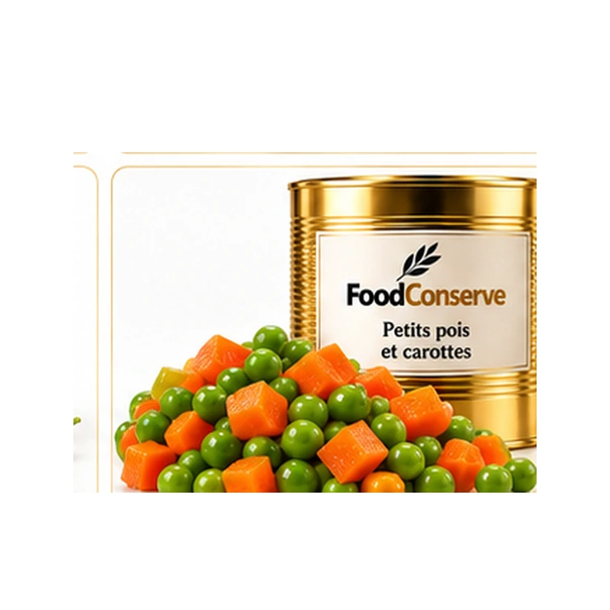 Boîte dorée FoodConserve : Petits pois et carottes